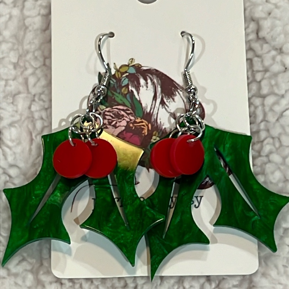 Christmas Holiday Holly earrings